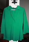 LAFAYETTE 148 Women's L Green Pullover Stretch 3/4 Sleeves Cotton Blouse Tunic