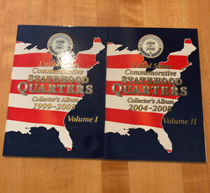 US Commemorative Statehood Quarters Collectors Album Volume I & II - 1999-2008