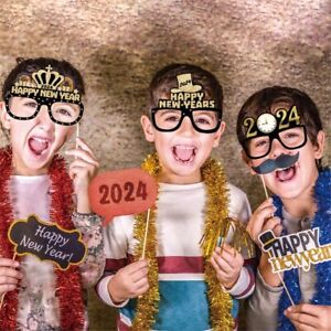 Black and Gold Happy New Year Glasses 2024 Happy New Year Glasses  for Kids