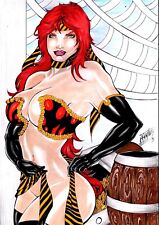 Red Monika by Martins Original Comic Art Drawing Battle Chasers Commission 11x17