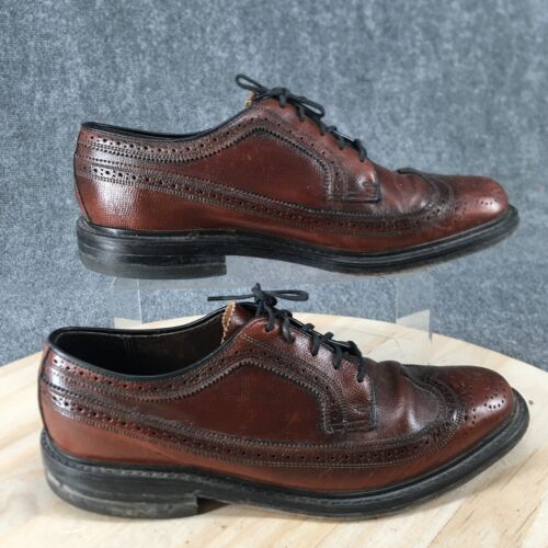 Florsheim Dress Shoes Mens 10 D Vintage Wingtip Oxfords  75676 Brown Leather