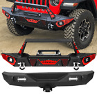 for 2007-2018 Jeep Wrangler JK Unlimited Front / Rear Bumper w/ Led Light D-Ring (For: 2012 Jeep Wrangler)