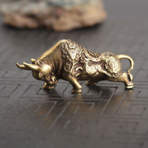 Chinese Old Antique Collectible Brass cattle Pendant hand piece statue b