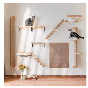 Coziwow Wall-mounted Cat Climber Set Wood Indoor Cat Furniture Cat Shelv