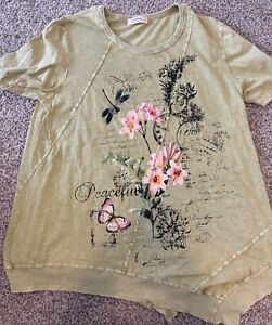Jess & Jane Women's Whimsical  floral Cotton Tunic Sz m