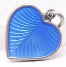 (E) Volmer Bahner Denmark 925 Blue Guilloche Enamel Heart Pendant