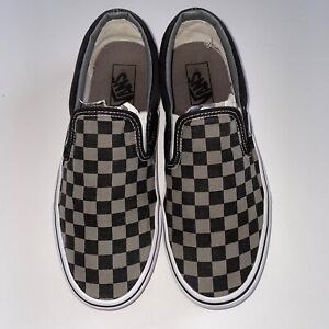 Vans Unisex Classic Checkerboard Slip On Sneakers Black/Pewter Gray Size 8M