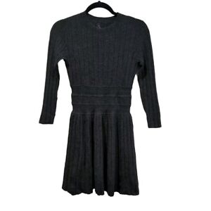 Theory Womens Chloh Evian Stretch LS Wool Ribbed Sweater Dress Size S Gray