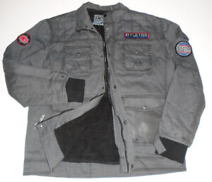 AFFLICTION Black Premium Jacket Sherpa Lined Speed Metal Skull Mens Size 2XL