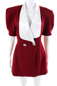 Nana Jacqueline Womens Satin Bow Cutout Mini Blazer Dress Red White Size Medium