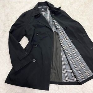 Burberry Black Label Trench Coat Nova Check Black Men Size M Used Japan made