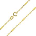 10K Solid Yellow Gold Singapore Bar Necklace Chain 1.2mm 16-24
