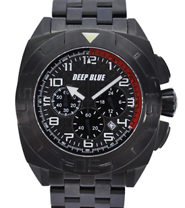 Men's 44mm Deep Blue Master Timer Carbon Fiber Chrono Black PVD Watch No. 013!