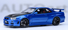 Nismo R34 GT-R Z-tune, Bayside Blue w/Carbon Bonnet in 1:18 scale by AUTOart