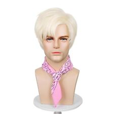 Mens Blonde Gift Wigs Halloween Bandanna Props Short Parting Hair Show Side