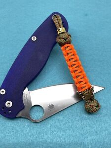 550 Paracord Knife Lanyard Hummingbird And Orange With Brass Benchmade Butterfly