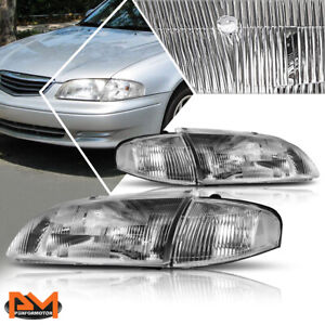 For 98-99 Mazda 626 Direct Replacement Headlight/Lamps Chrome Housing Clear Side