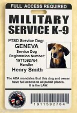 MILITARY PTSD SERVICE DOG ID CARD SERVICE K-9 ID BADGE ADA K-9 TAG # 17