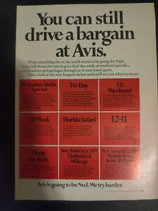 Avis Car Rental Ad 1972 Vintage Magazine Print