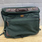 Vintage Orvis Garment Bag Green Brown Canvas Leather Clothing Luggage USA Made