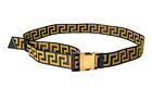 Versace Multi-Color Leather Trimmed Greeca Print Logo Belt