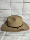 Rodeo King 3X Brown Wool Blend Cowboy Hat 7 3/8 Long Oval - Made in USA.