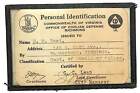 Vintage c1941-45 Virginia Office of Civilian Defense ID Card Military