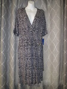 NWT Woman's Size XL Apt. 9 Faux Wrap Dress  MSRP $50 Purple/Black/White