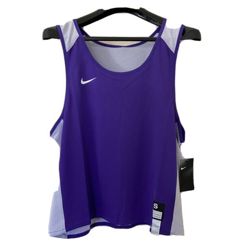 Nike Men Small Top Tank Lacrosse Reversible Purple White Uniform Athletic New
