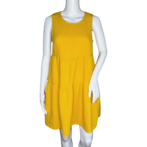 Universal Thread Dress Womens Small Babydoll Yellow Tiered Boho Bohemian Peasant