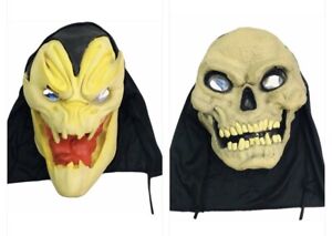 2 VTG Paper Magic Group Masks Monster Troll Skull Hooded Mask 1995 Halloween