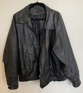 Phase Two Leather Jacket Mens Large Black Used Vintage 2X