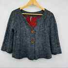 Free People Gray Cropped Wool Blend Cardigan Size Small