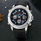OHSEN Electronic Watch Men's Digital Quartz Wristwatch Leather Band Date Alarm