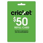 CRICKET WIRELESS $50 REFILL CARD FOR PREPAID SERVICE FAST DIRECT REFILL