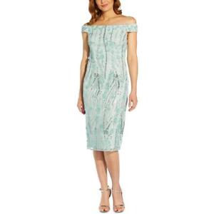 Adrianna Papell Womens Blue Sequined Cocktail and Party Dress 4 BHFO 4907