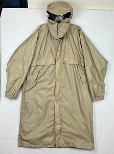 LL Bean Mens Nylon Rain Jacket Coat Trench Size XXL Tall Big Beige Hooded