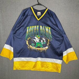 Name Of The Game Jersey Shirt Men's XL Blue Vintage NOTRE DAME Irish Graphic 90s