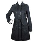 Via Spiga women's trench coat black buttons front belted size XS