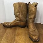 Justin Full Quill Ostrich & Leather Roper Boots Style 801276 Sz 12 A Tan Cowboy