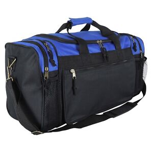 DALIX Brand New Duffle Bag Sports Duffel Bag in Black Gym Bag Royal Blue