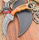 New ListingHandmade Karambit Knife Twist Damascus Olive Wood Wooden Bolster Outdoor Unique