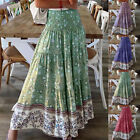 Womens Boho Floral Long Maxi Skirt Ladies High Waist Beach Swing Long Dress US