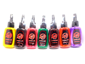One Tattoo World Premium Tattoo Ink Set 7 Colors 15 ml Bottles - RARE colors