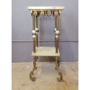 Exceptional Antique Victorian Brass and Marble Square Fern Stand B & H Era