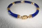 Vtg 14k/585 Yellow Gold Royal Blue Lapis Lazuli Link Bracelet 7-1/4