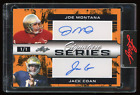 New Listing1/1 ORANGE Joe Montana Jack Coan Auto 2022 Leaf Signature Series Dual Autograph