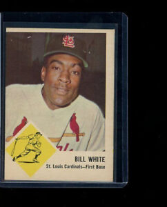 1963 Fleer Baseball Card # 63 Bill White - St. Louis Cardinals