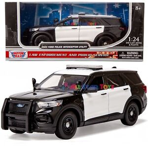 STOCK 2022 Ford Explorer Police Diecast 1:24 Motormax Unmarked BLACK WHITE 76988