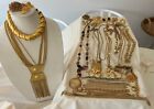 Vintage Gold Tone Metal Costume Jewelry Lot 42 Pieces Some Signed Trifari Monet